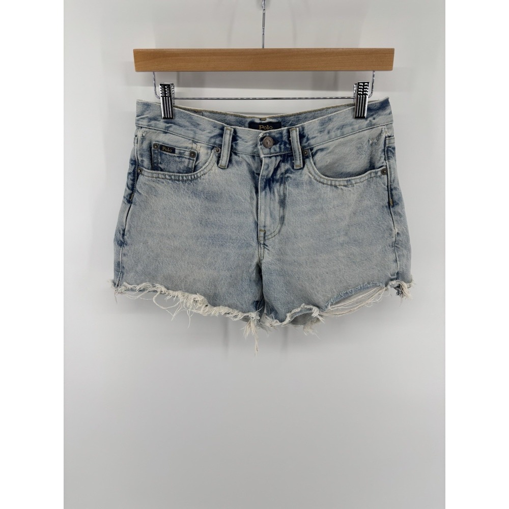 Polo Ralph Lauren Sophia Destroyed Cut Off Denim Jean Shorts Sz 25 (meas 28)